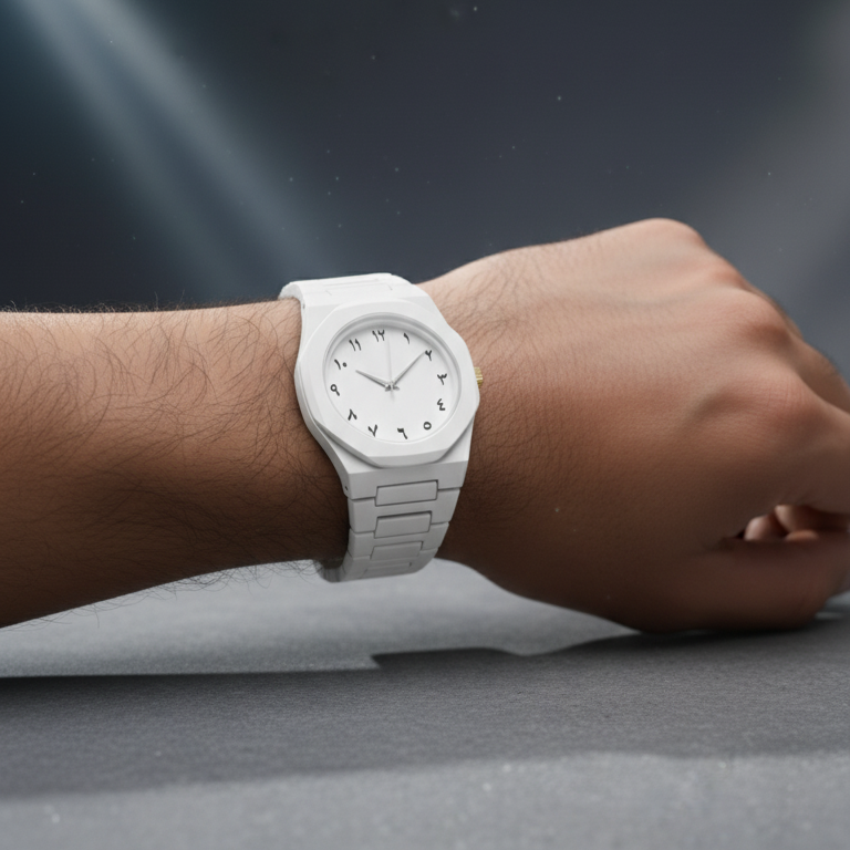 Full White Aura Watch – Stylish Design, Compact Build (Without Box)