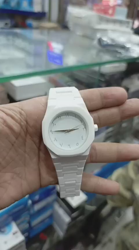 Full White Aura Watch – Stylish Design, Compact Build (Without Box)